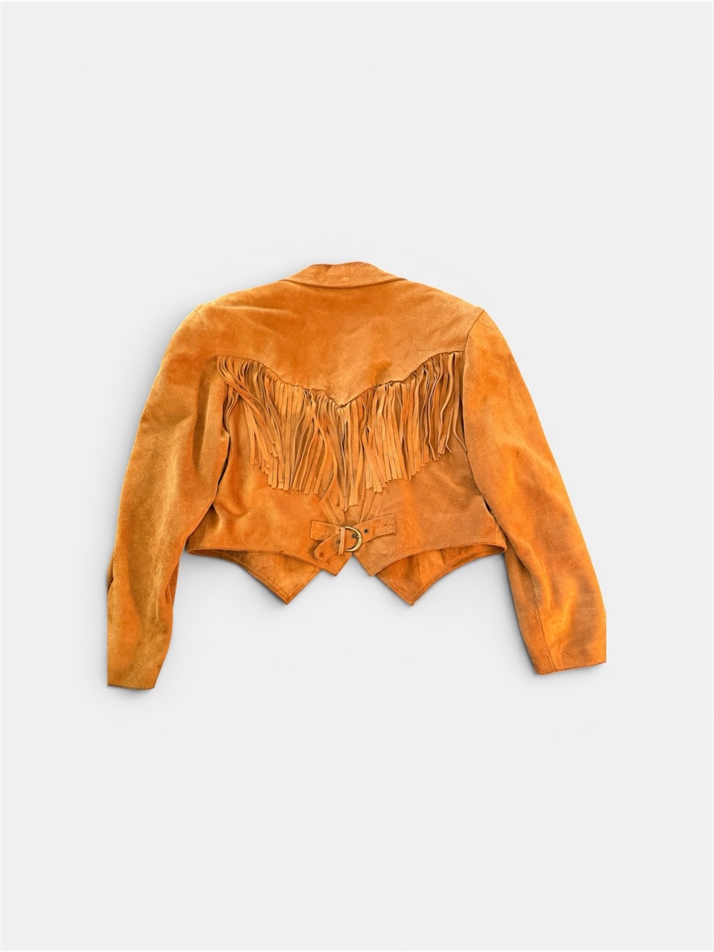 Vintage Vera Pelle Fringed Suede Cropped Jacket - Tan - Picture 3 of 7